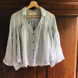 We The Free Light Blue Button-Down Peasant Shirt